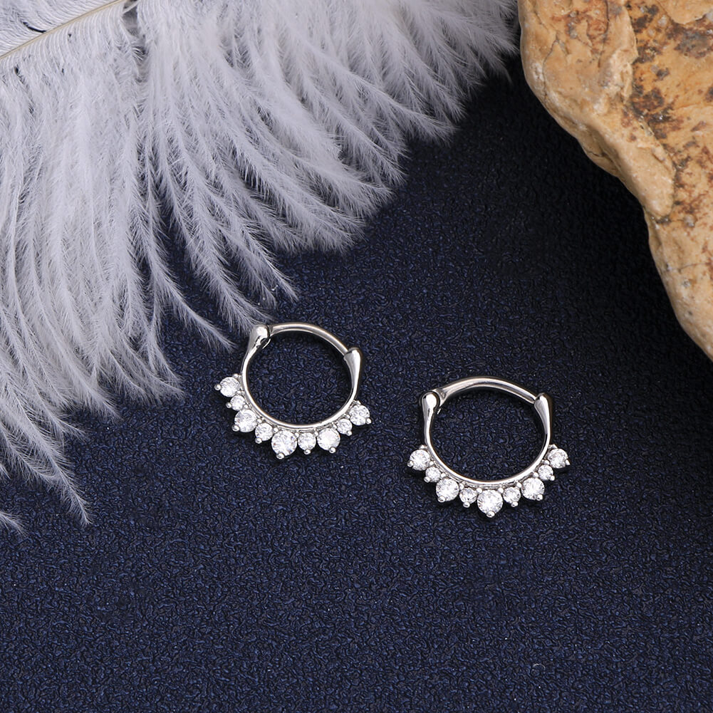 Cluster CZ Clicker Daith Septum Ring - Image 5