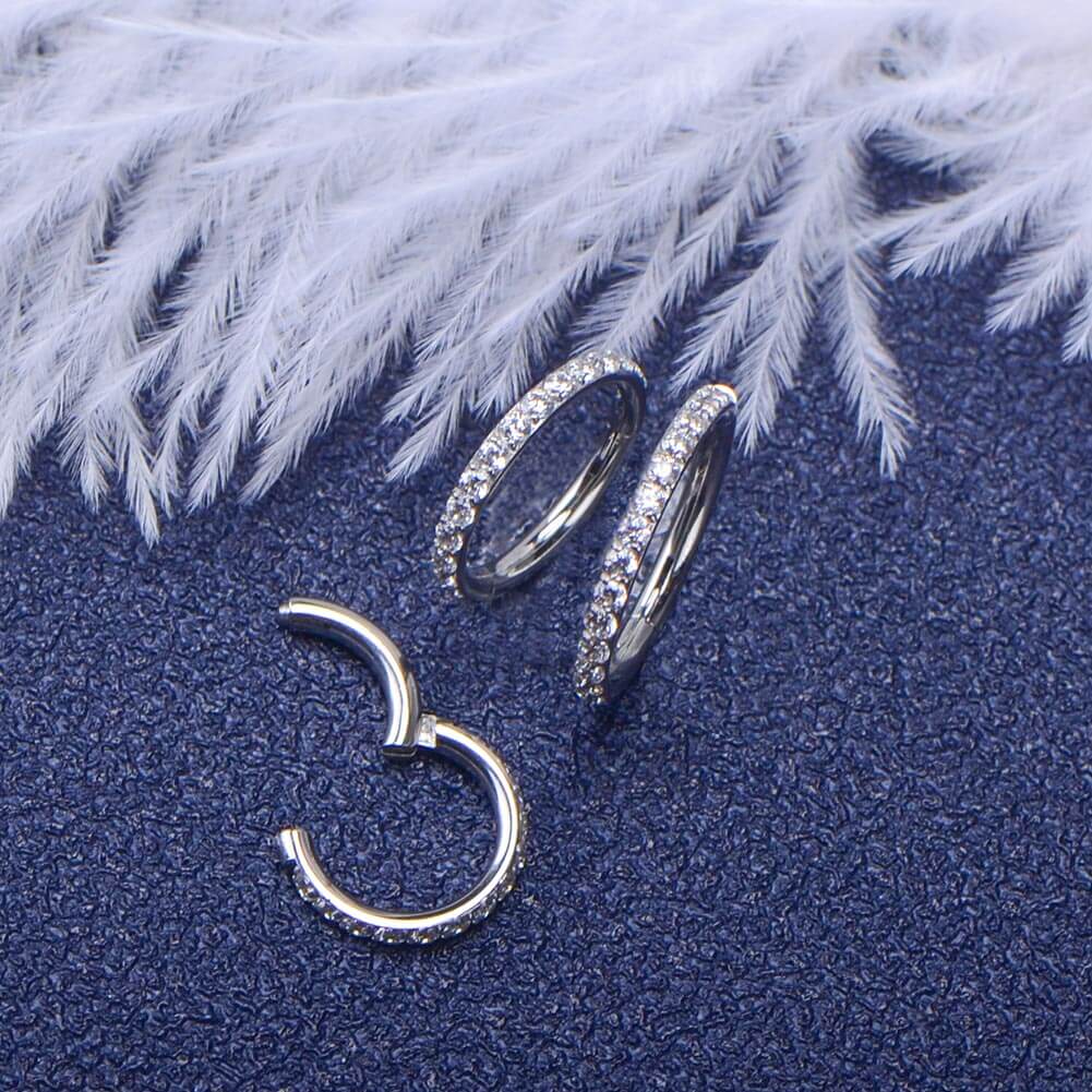 14G CZ Hinged Segment Hoop - Image 4