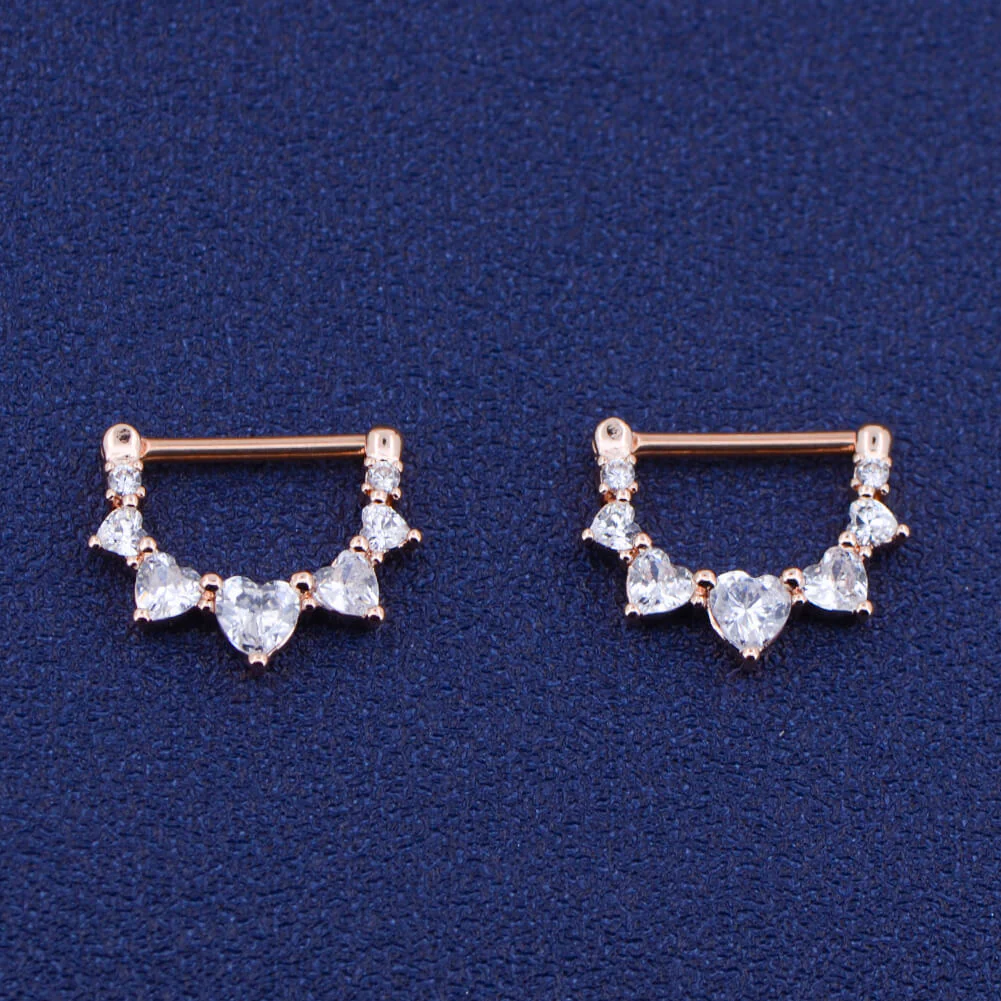 2pcs Heart CZ Nipple Clicker Pair - Image 3