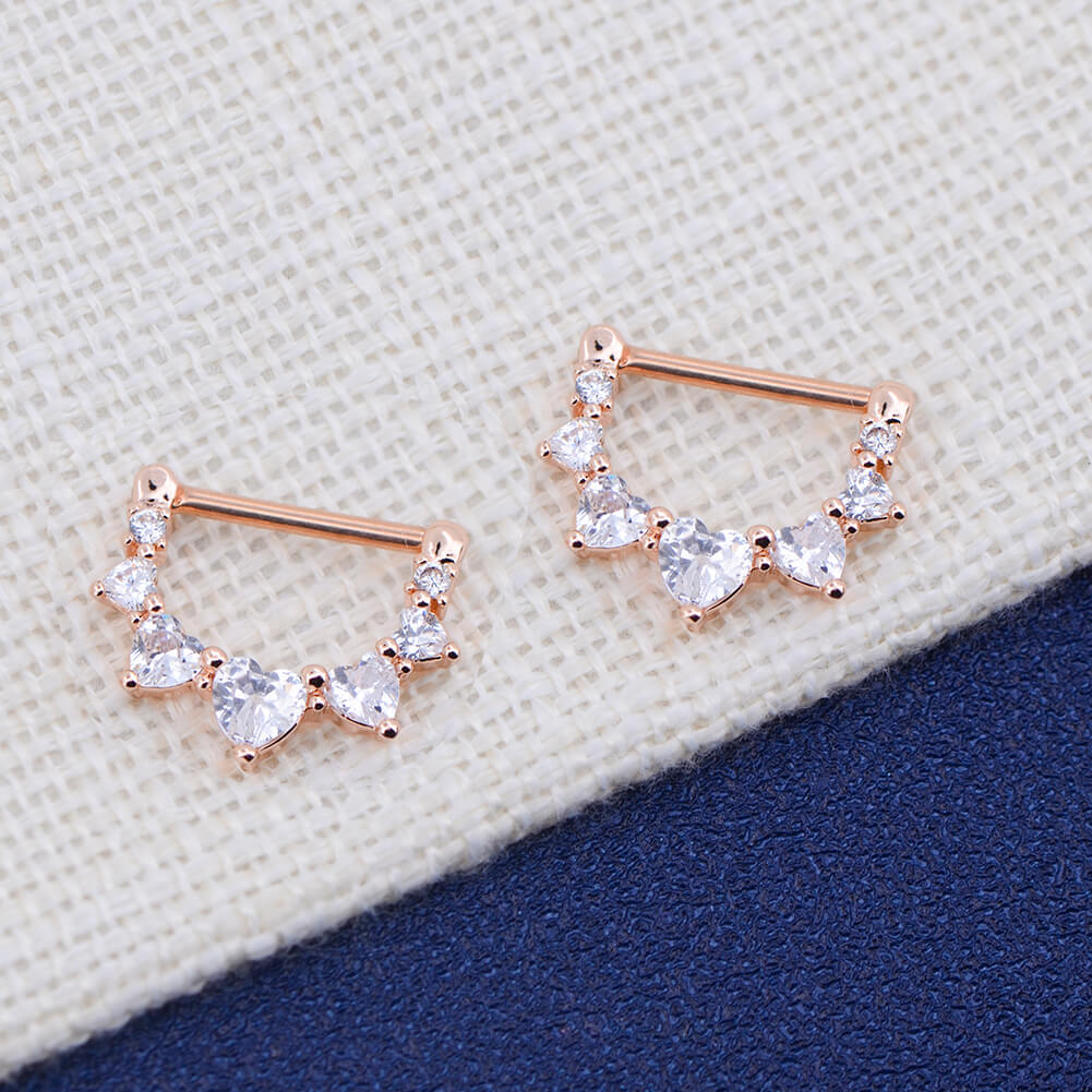 2pcs Heart CZ Nipple Clicker Pair - Image 4