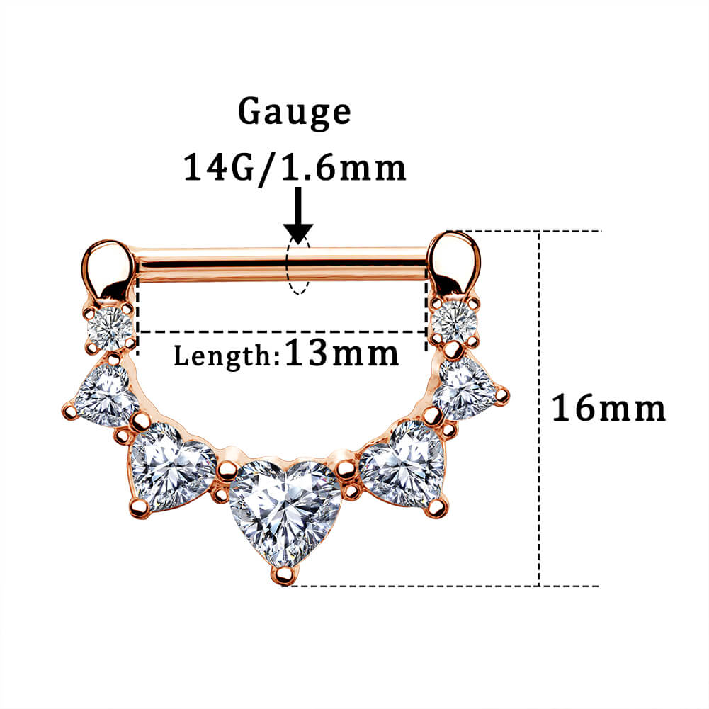 2pcs Heart CZ Nipple Clicker Pair - Image 5