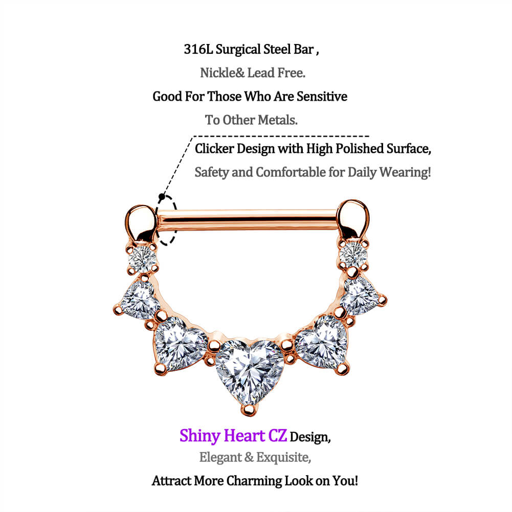 2pcs Heart CZ Nipple Clicker Pair - Image 6