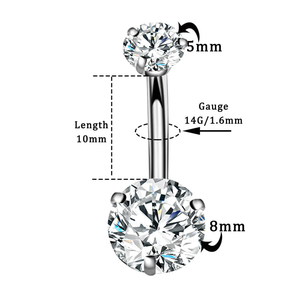 Double Round CZ Titanium Belly Ring - Image 3