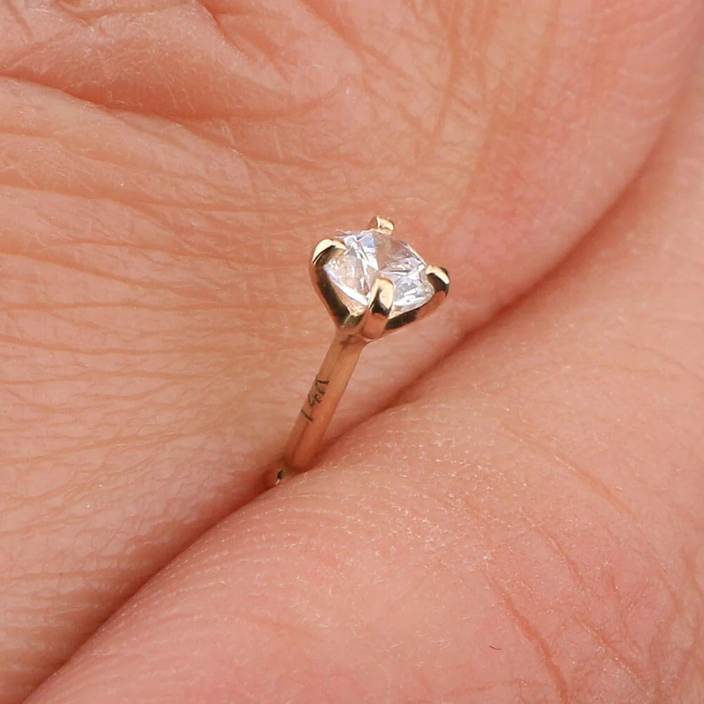 14K Gold Round CZ Nose Bone Jewelry - Image 3