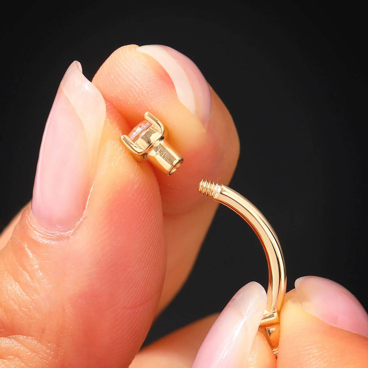 14K Gold CZ Replacement Belly Ring Ball - Image 3