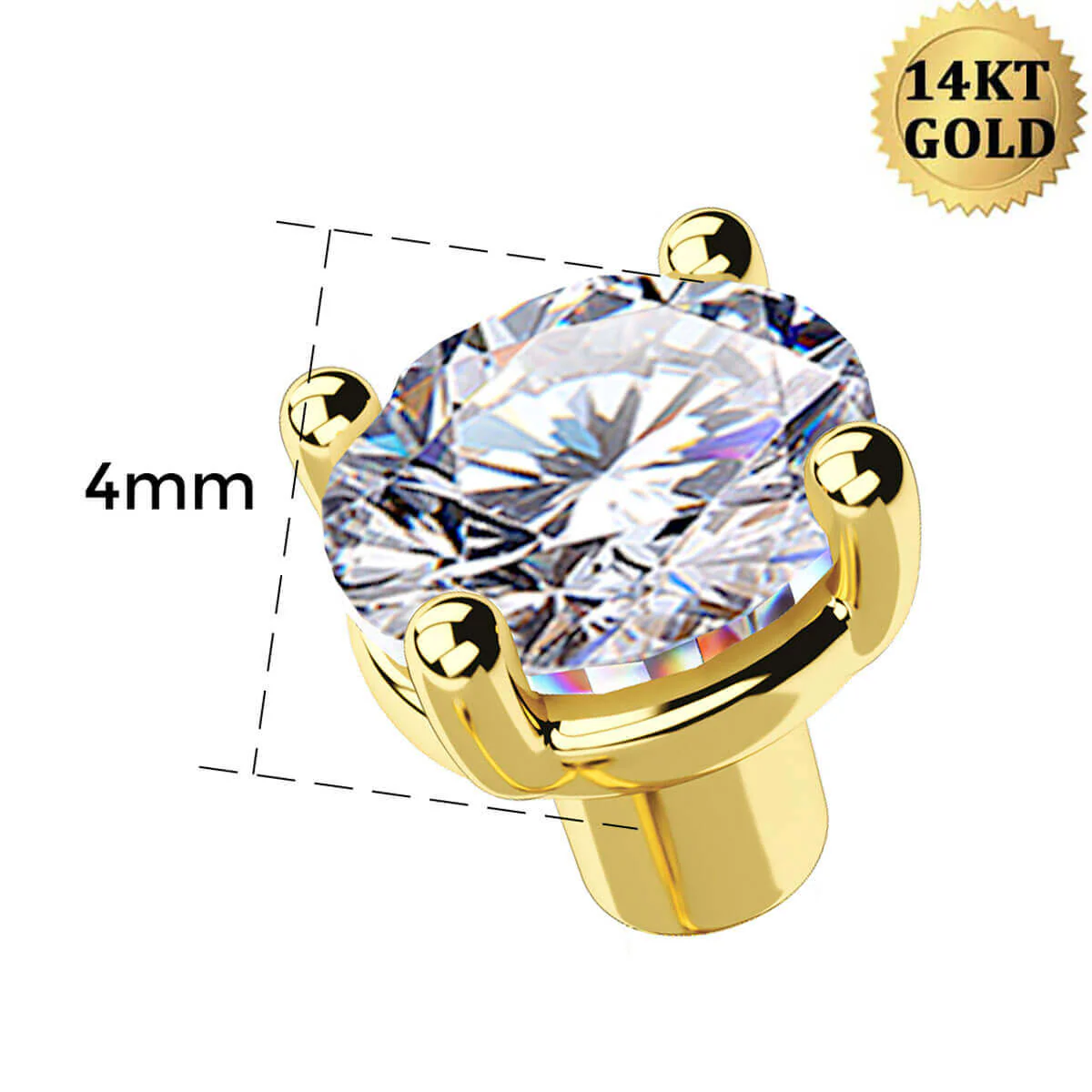14K Gold CZ Replacement Belly Ring Ball - Image 5