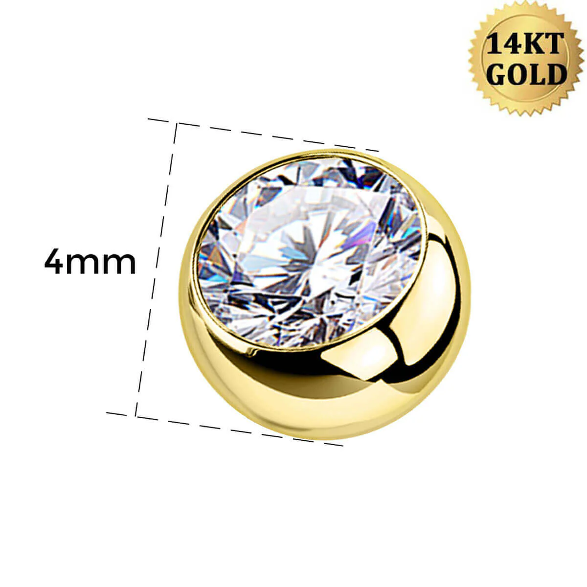 14K Gold CZ Belly Ring Repalcement Ball - Image 5