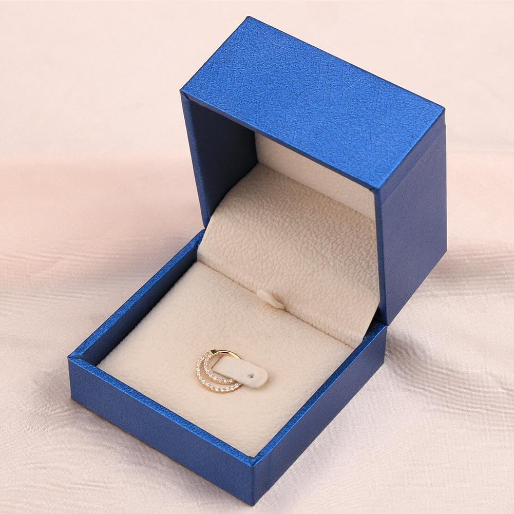 14K Gold CZ Double Hoop Segment Septum Ring - Image 3