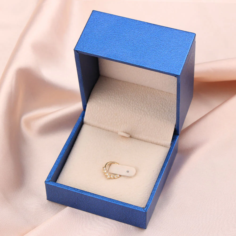 14K Gold CZ Cluster Daith Earring - Image 3