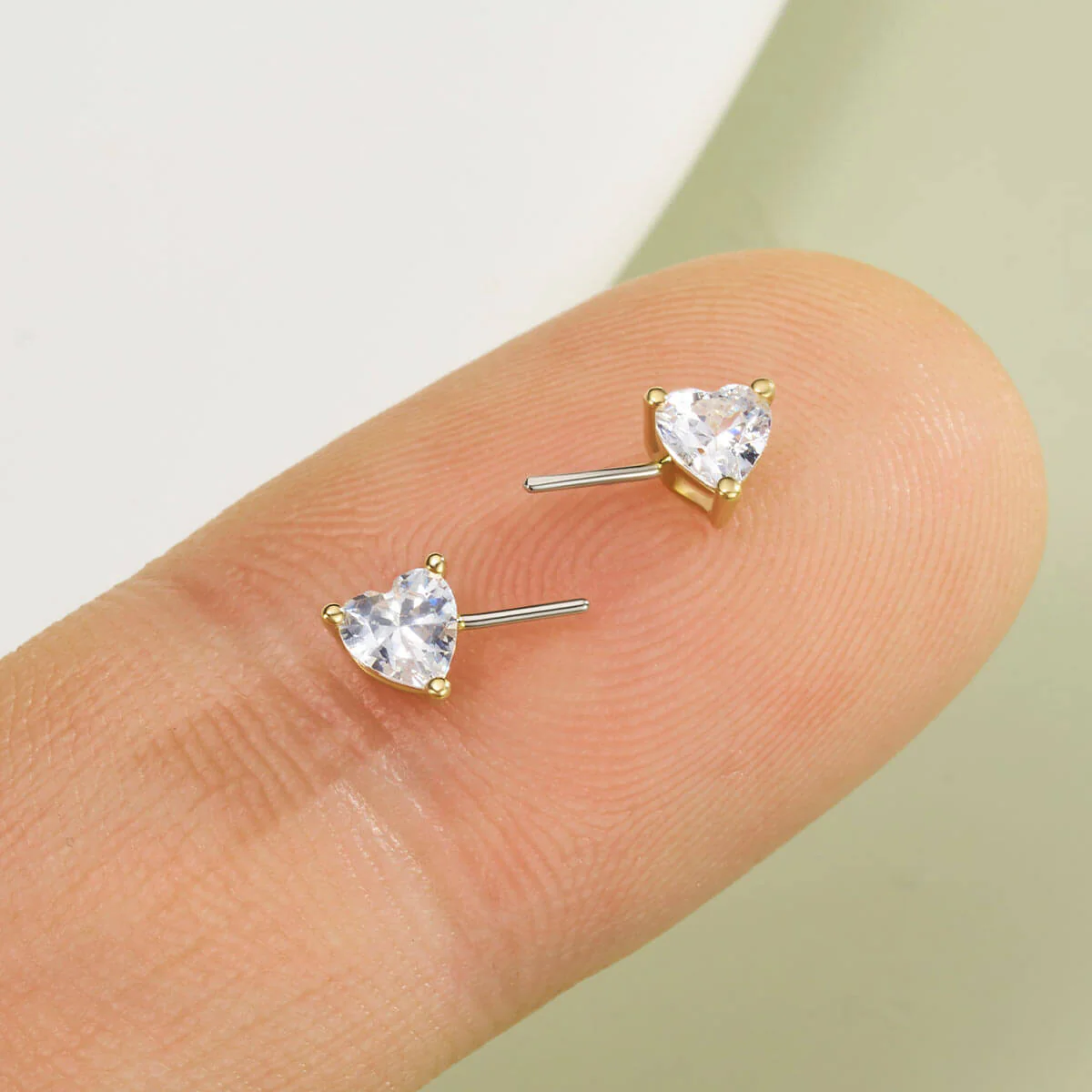 14K Gold Heart CZ Nipple Ring Replacement Ball - Image 3