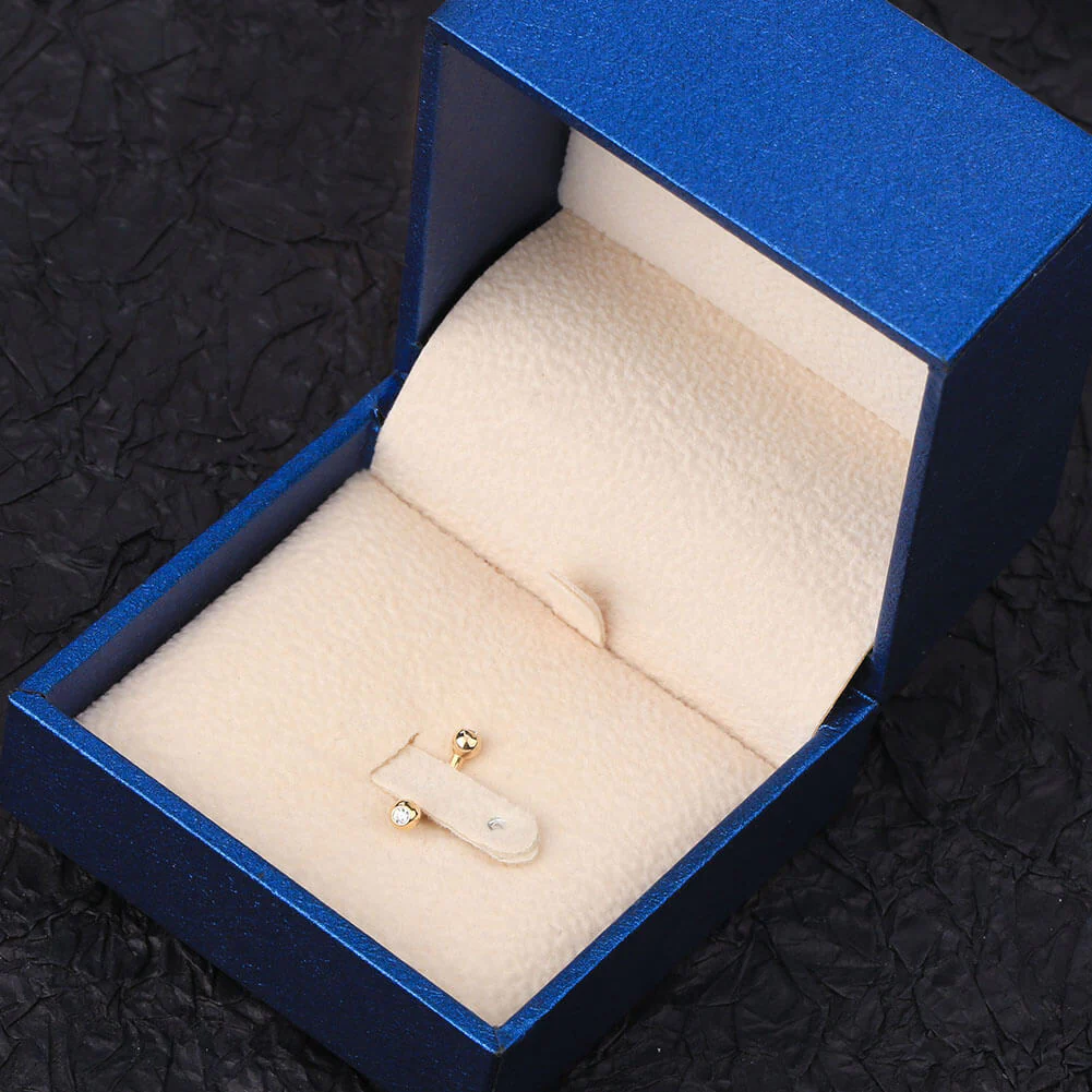 14K Gold Curved Barbells Rook Earring - Image 3