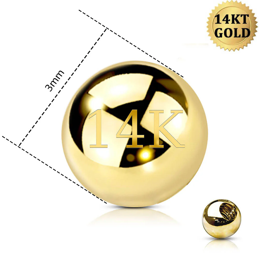 14K Gold Septum Ring Replacement Ball - Image 5