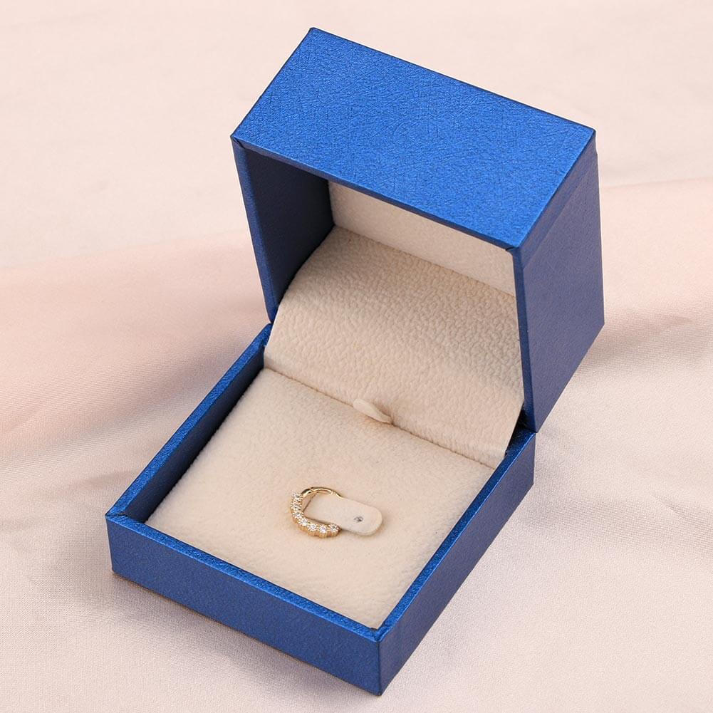 14K Gold Hoop CZ Segment Helix Hoop - Image 3