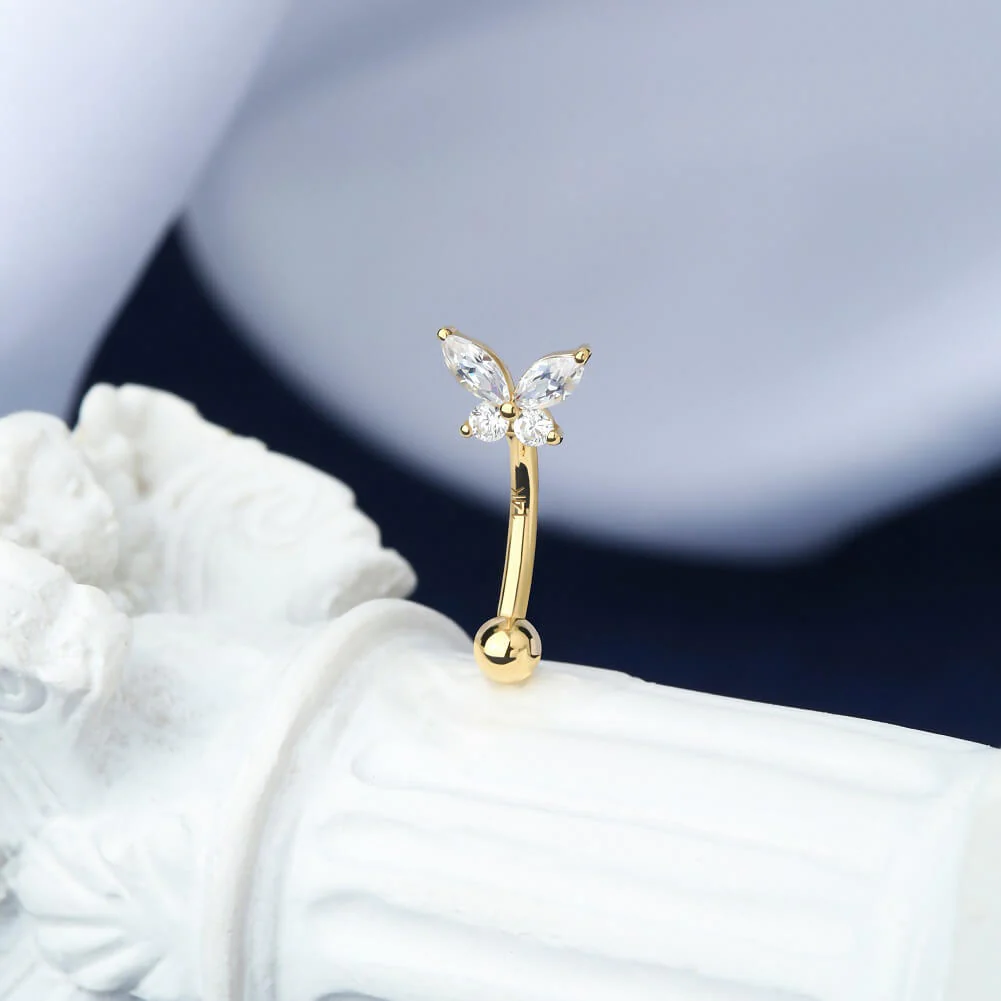 14K Gold CZ Butterfly Rook Earring - Image 4