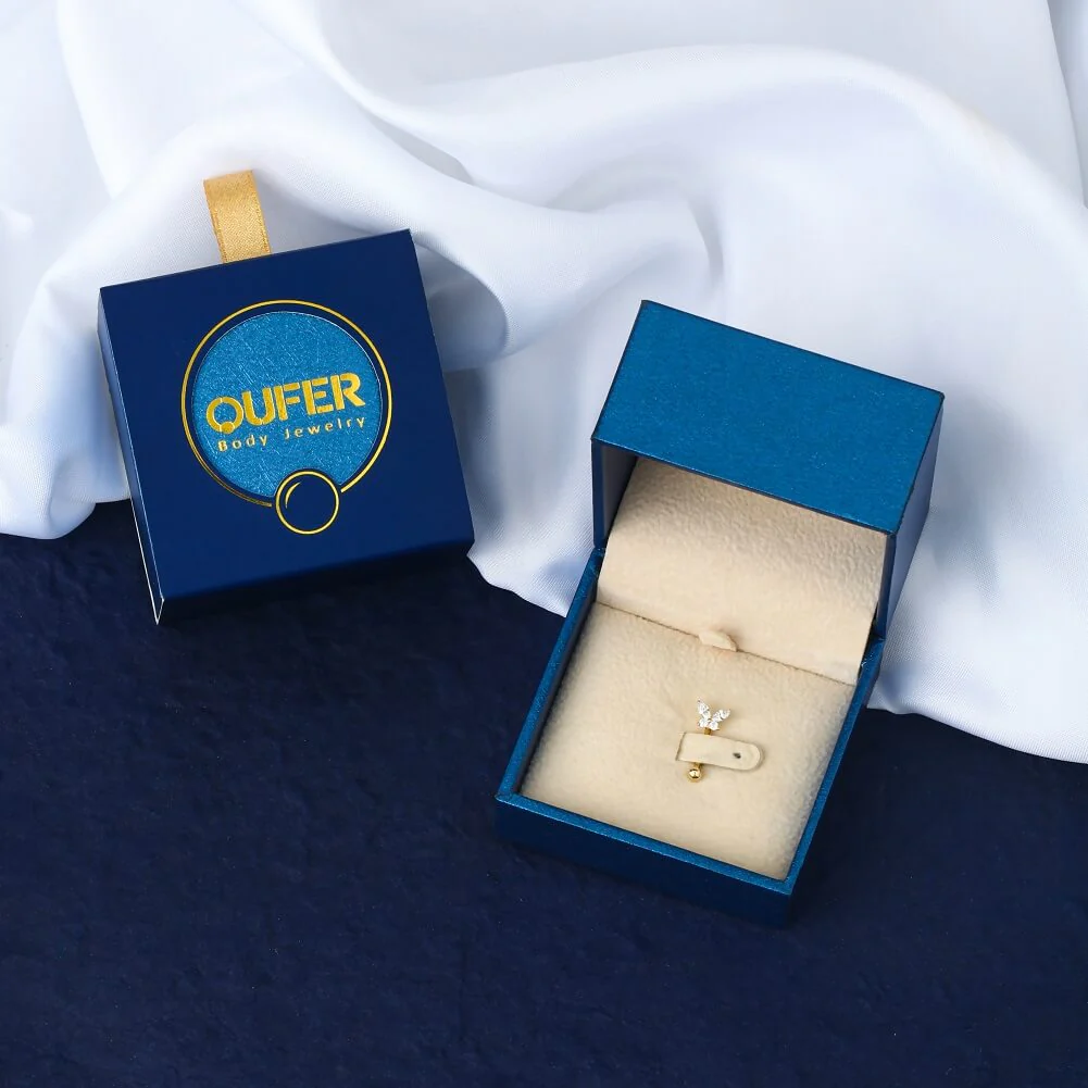 14K Gold CZ Butterfly Rook Earring - Image 5