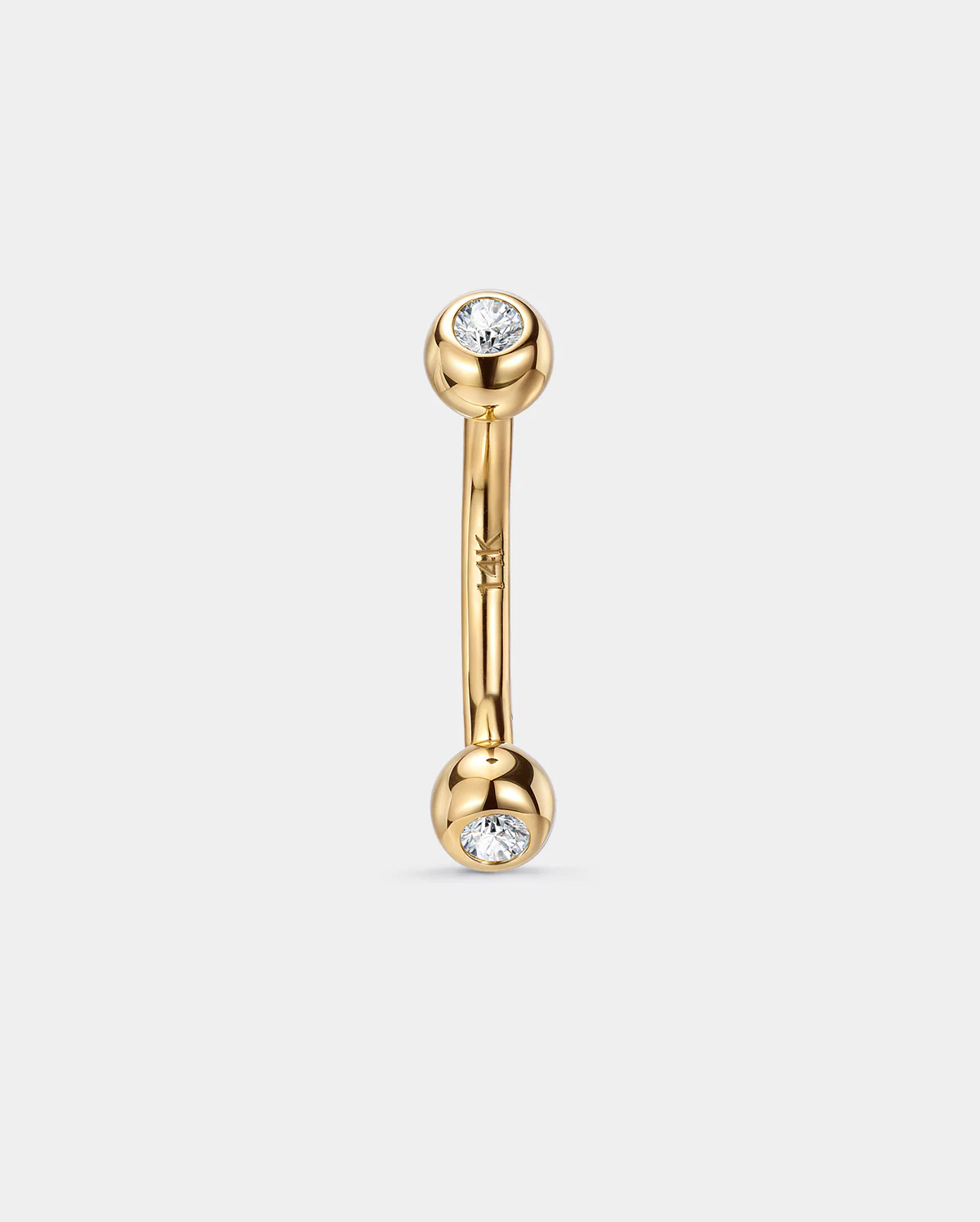 14K Solid Gold CZ Internally Threaded Belly Ring - Image 4