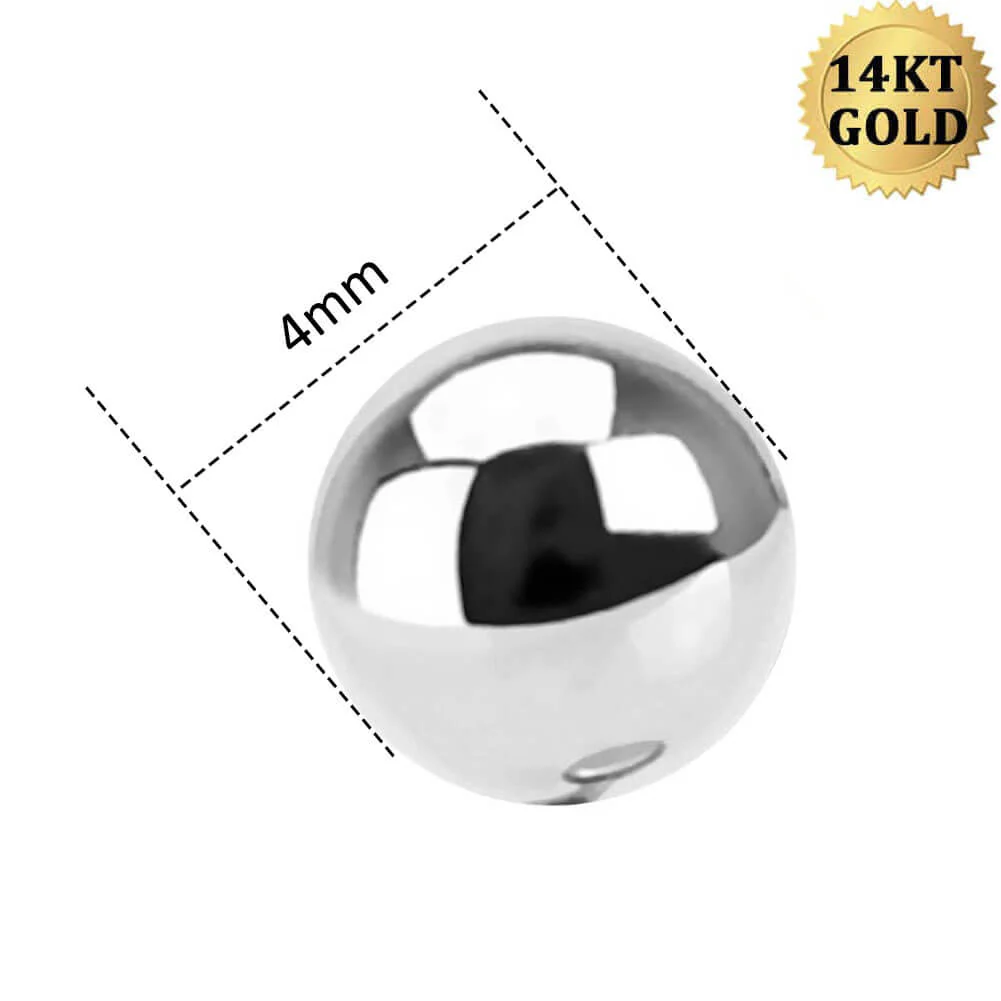 14K White Gold Belly Ring Replacement Ball - Image 3