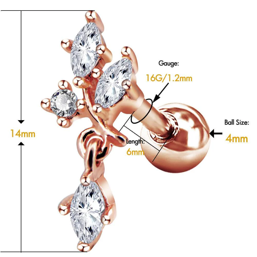 Dendriform Dangle CZ Helix Stud - Image 3