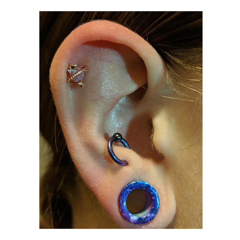 Pink Gem Planet Helix Stud - Image 3