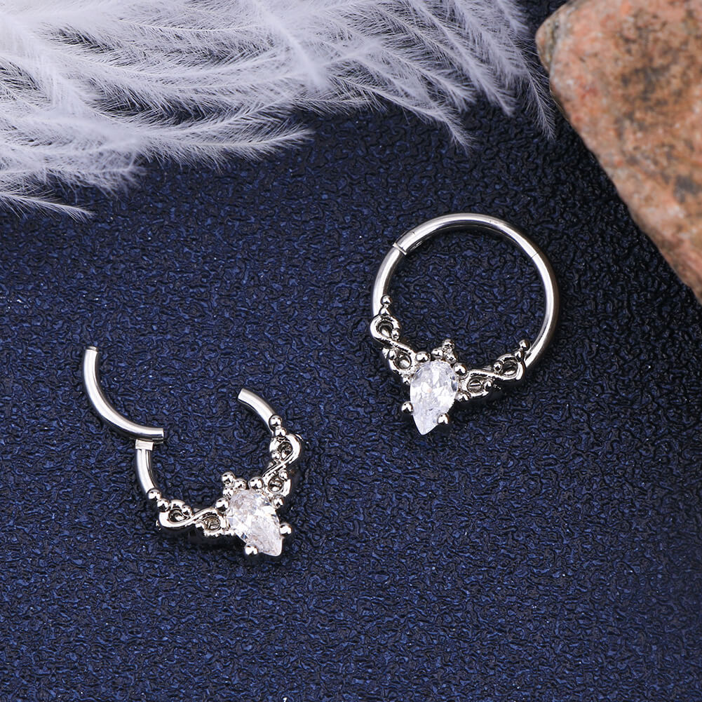 Oval Crystal CZ Segment Septum Ring - Image 3