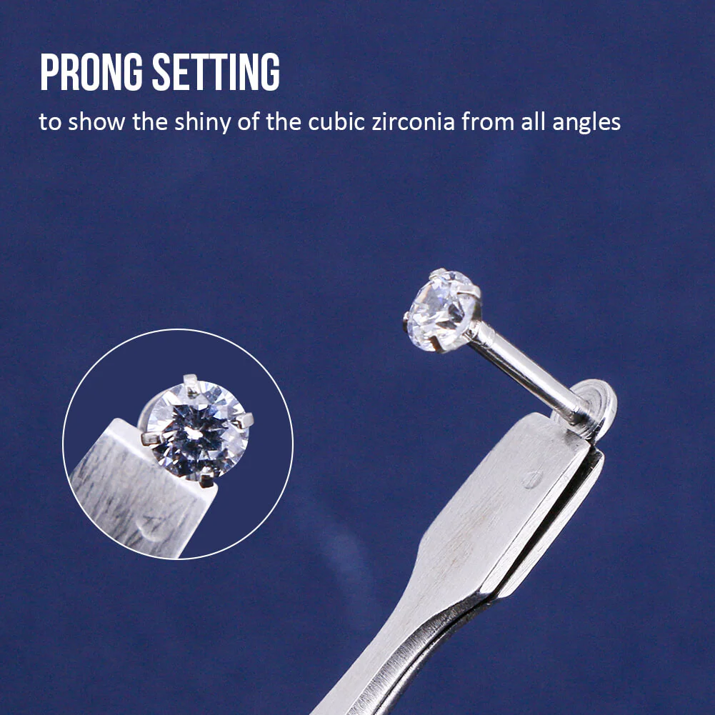 3PCS CZ Internally Threaded Labret Studs - Image 4