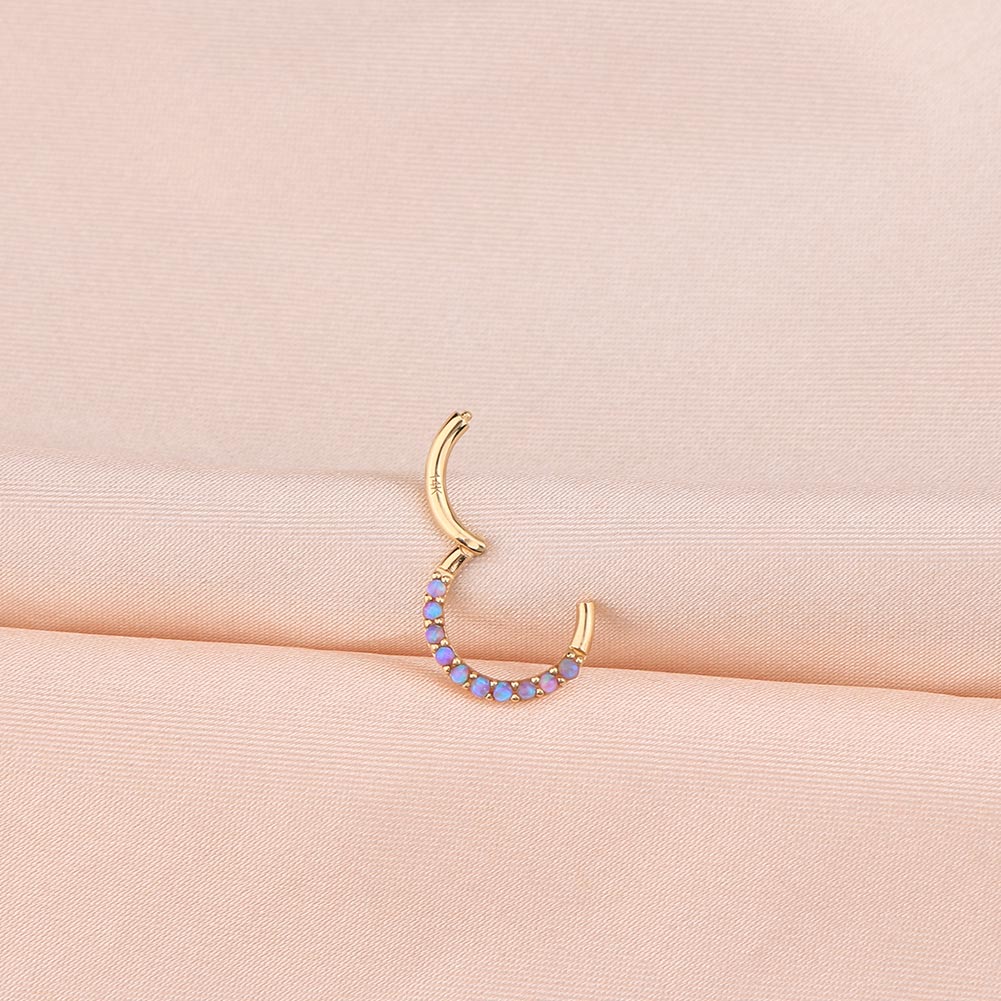14K Gold Purple Opal Daith Earring - Image 3
