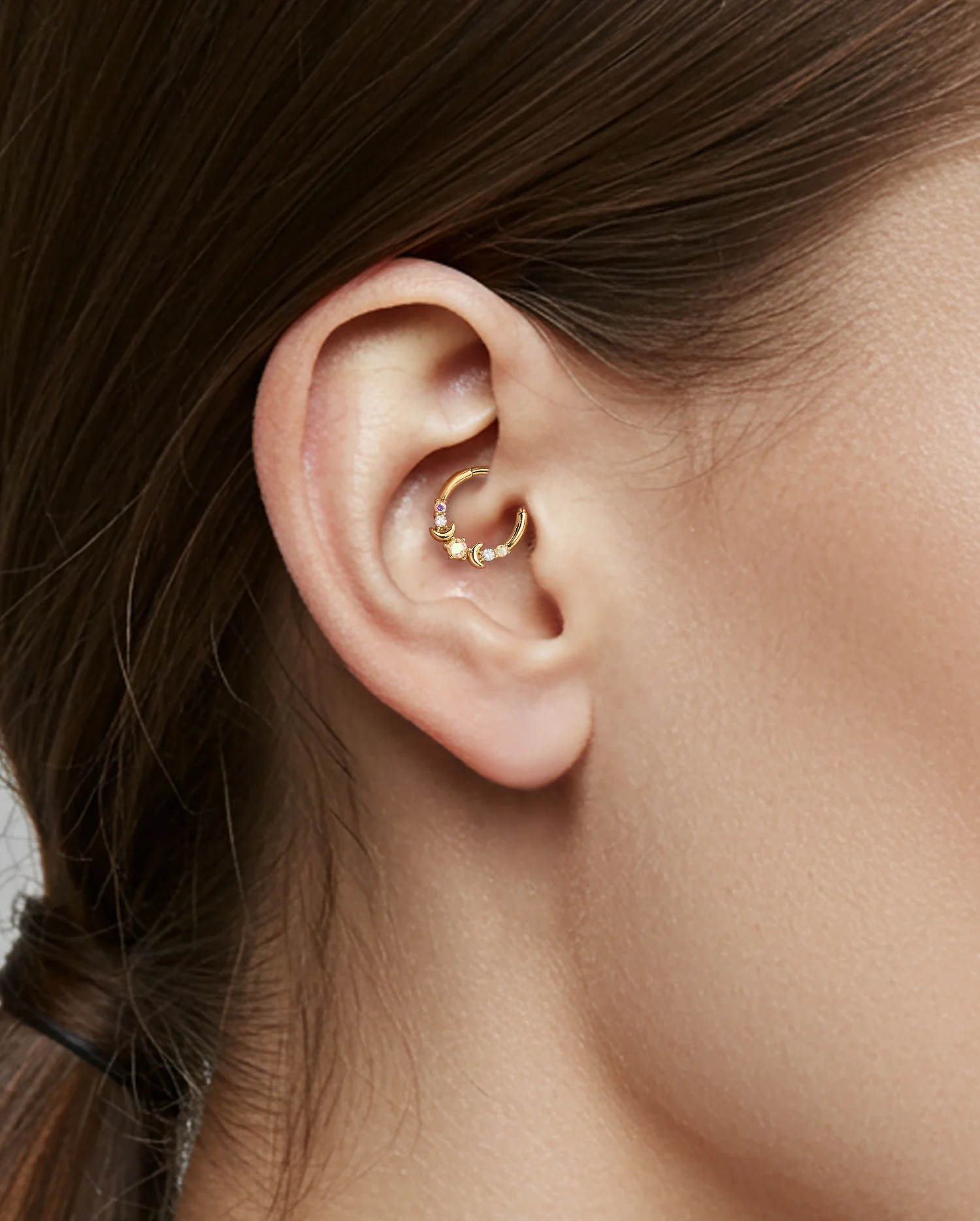 Double Moon AB CZ Segment Septum Ring - Image 5