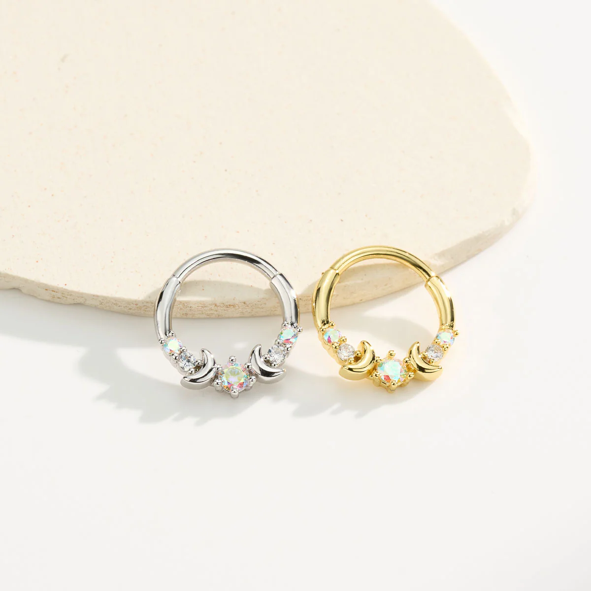 Double Moon AB CZ Segment Septum Ring - Image 7