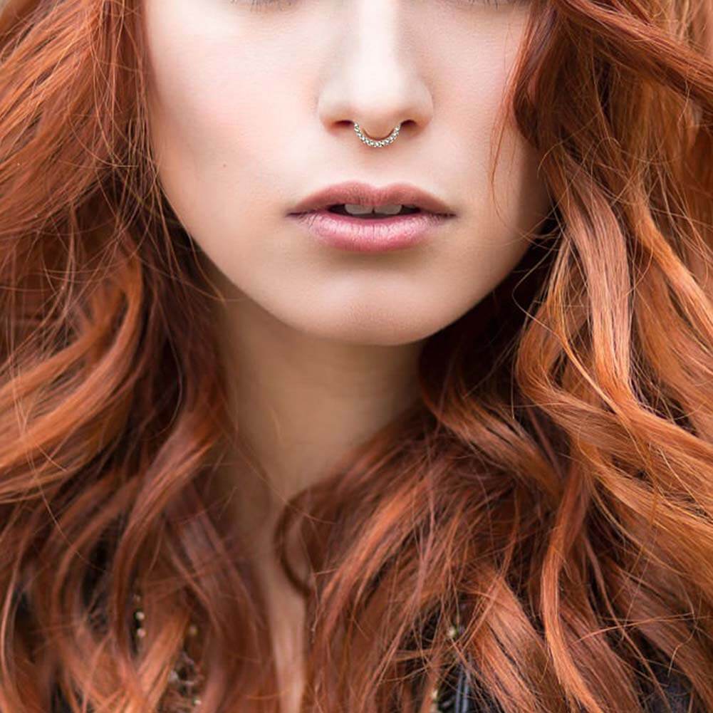 16G 14K Gold Front CZ Segment Septum Ring - Image 3