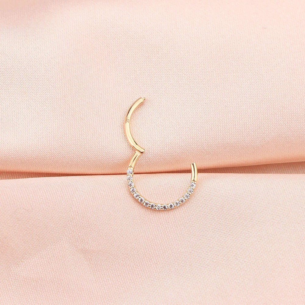 16G 14K Gold Front CZ Segment Septum Ring - Image 4