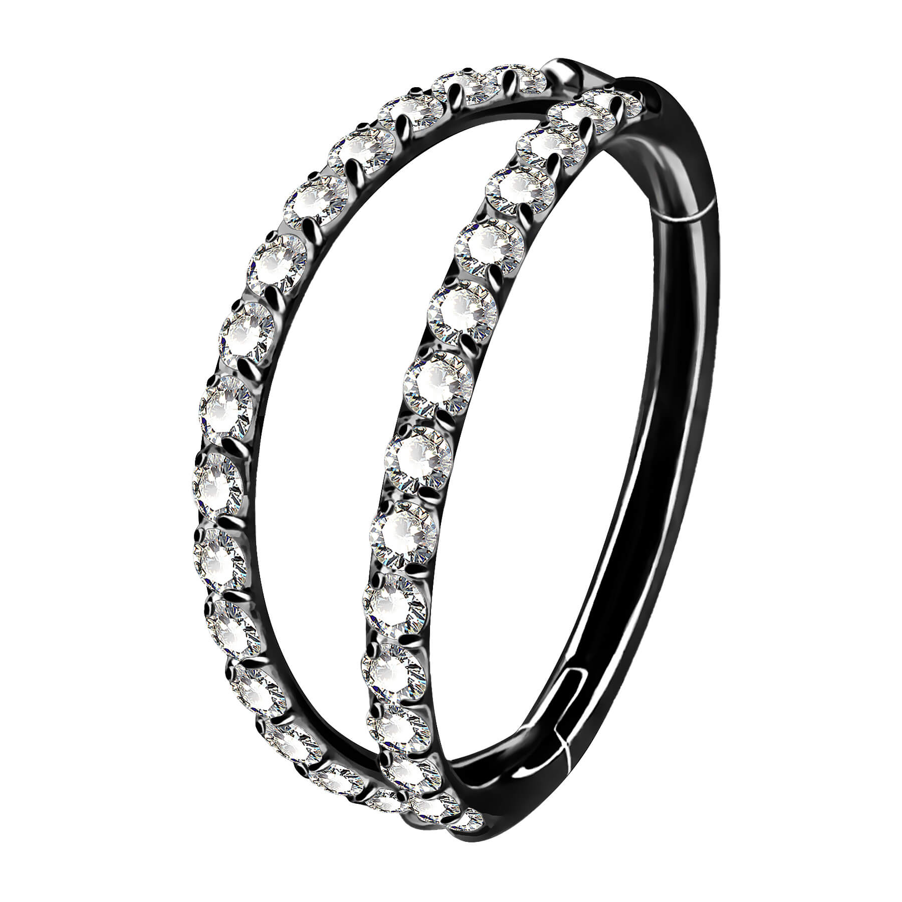 18G CZ Double Hoop Segment Nose Ring - Image 4