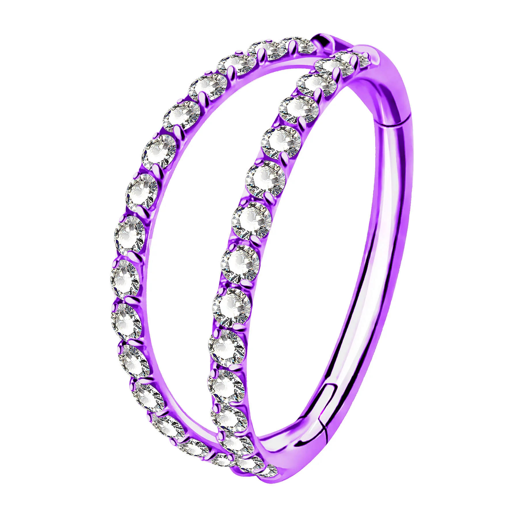 18G CZ Double Hoop Segment Nose Ring - Image 6