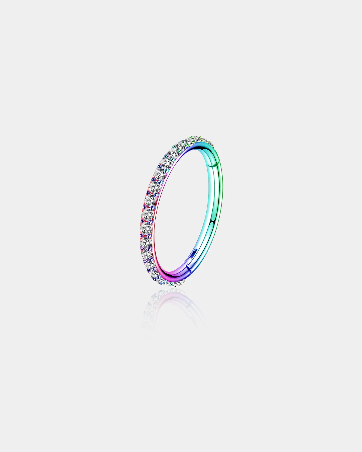18G Black/Rainbow CZ Segment Nose Ring - Image 3