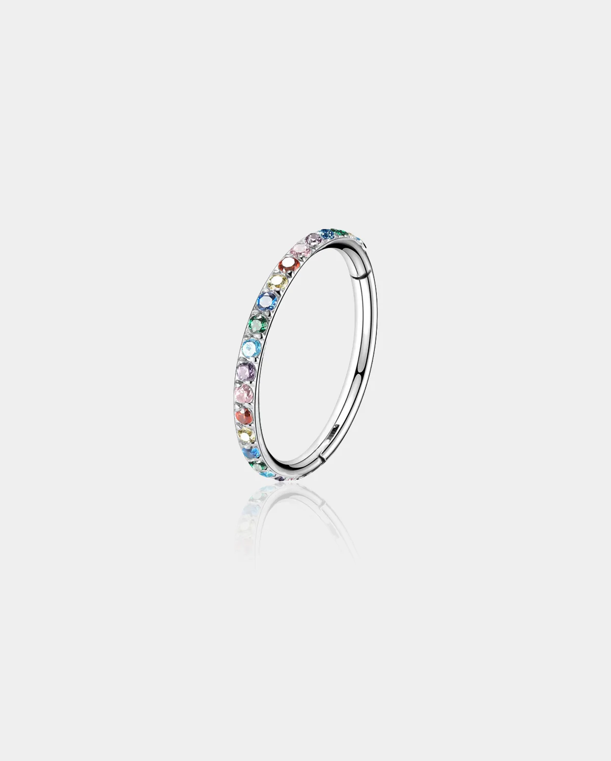 18G Black/Rainbow CZ Segment Nose Ring - Image 4