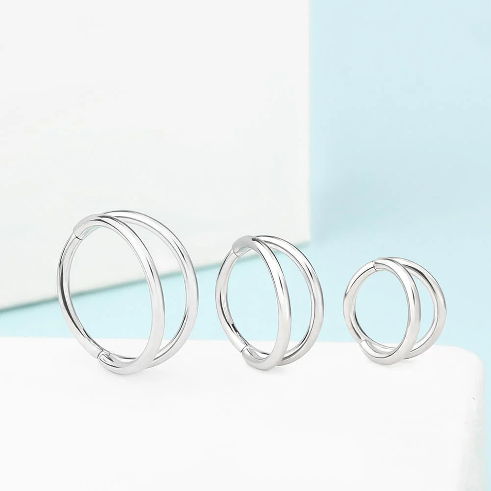 18G Double Hoop Hinged Segment Nose Ring - Image 3