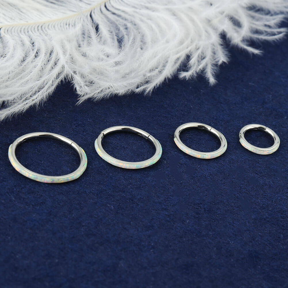 Lab-Grown Opal Hinged Segment Nose Ring - Image 4