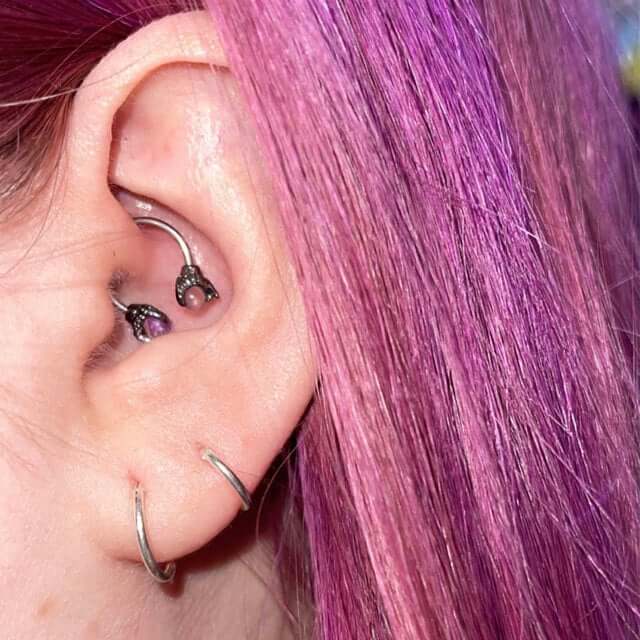 18G Purple Gem Dragon Daith Septum Ring - Image 3