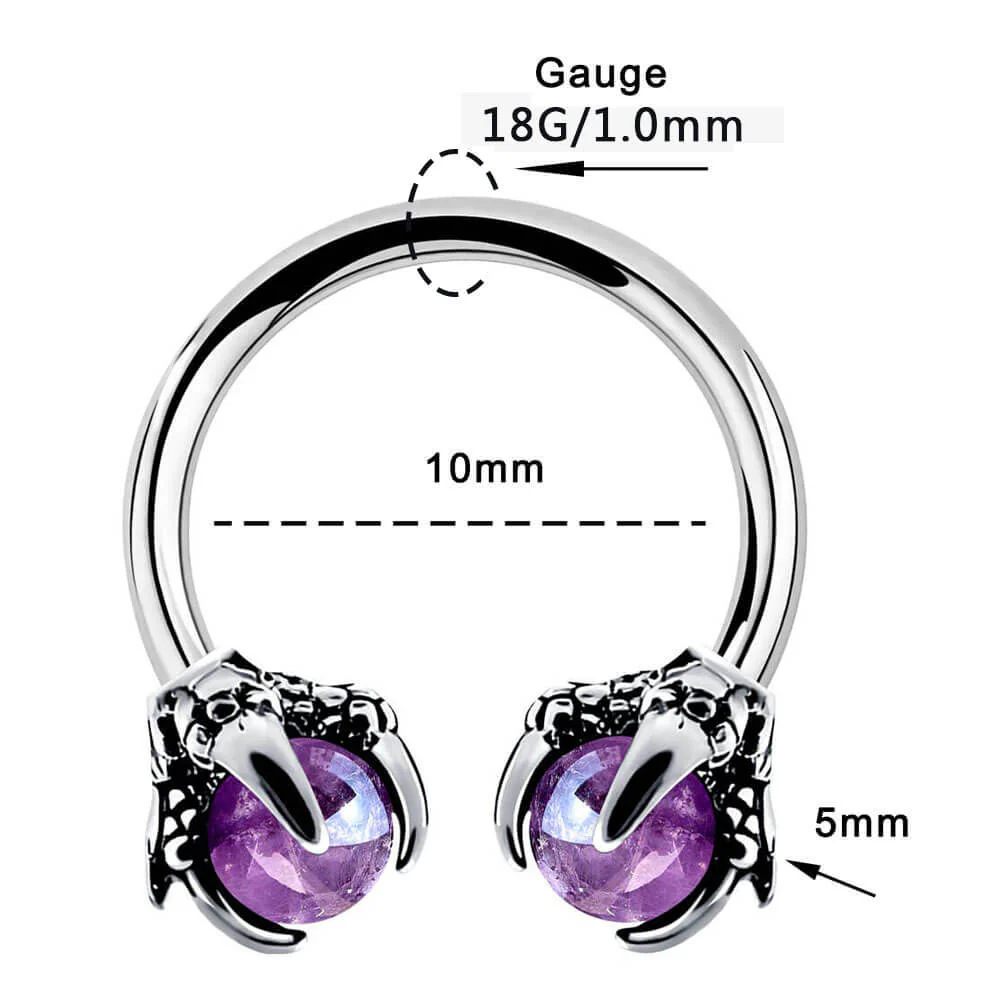 18G Purple Gem Dragon Daith Septum Ring - Image 4
