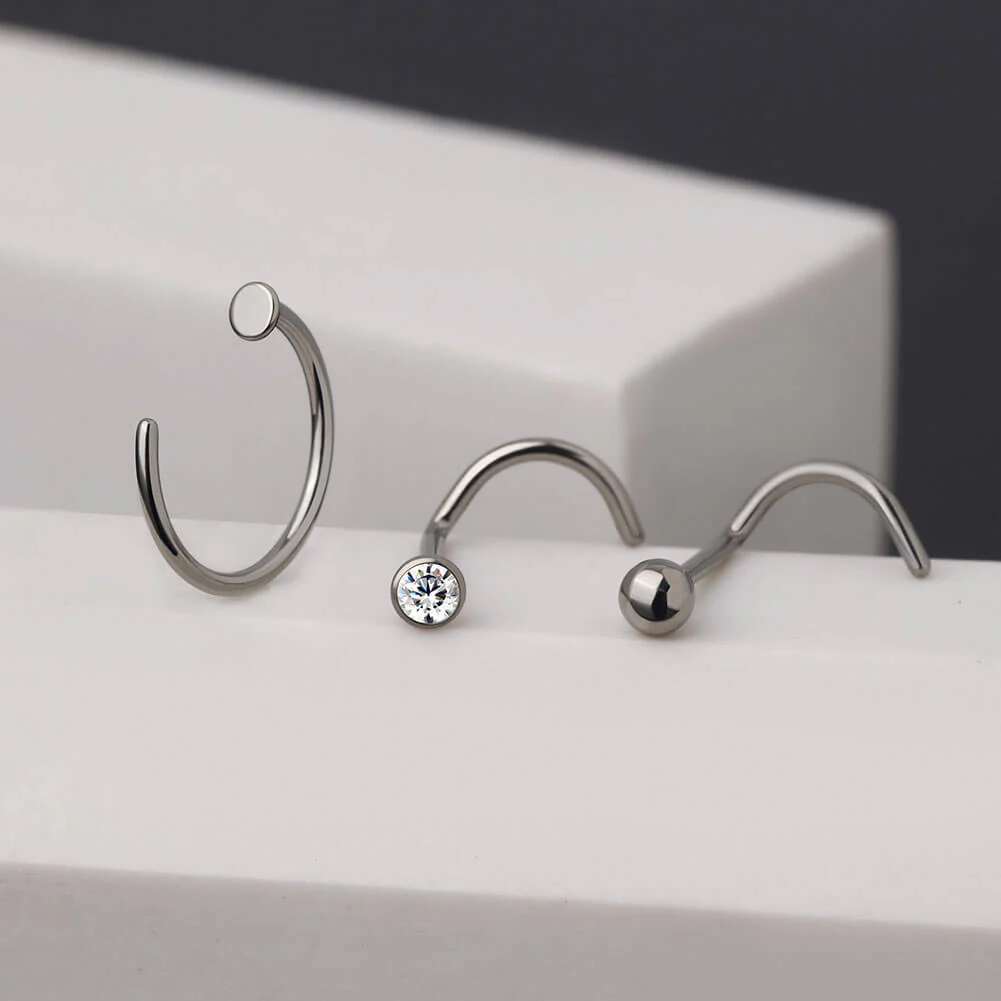 3PCS Titanium Screw Nose Stud Pack - Image 4