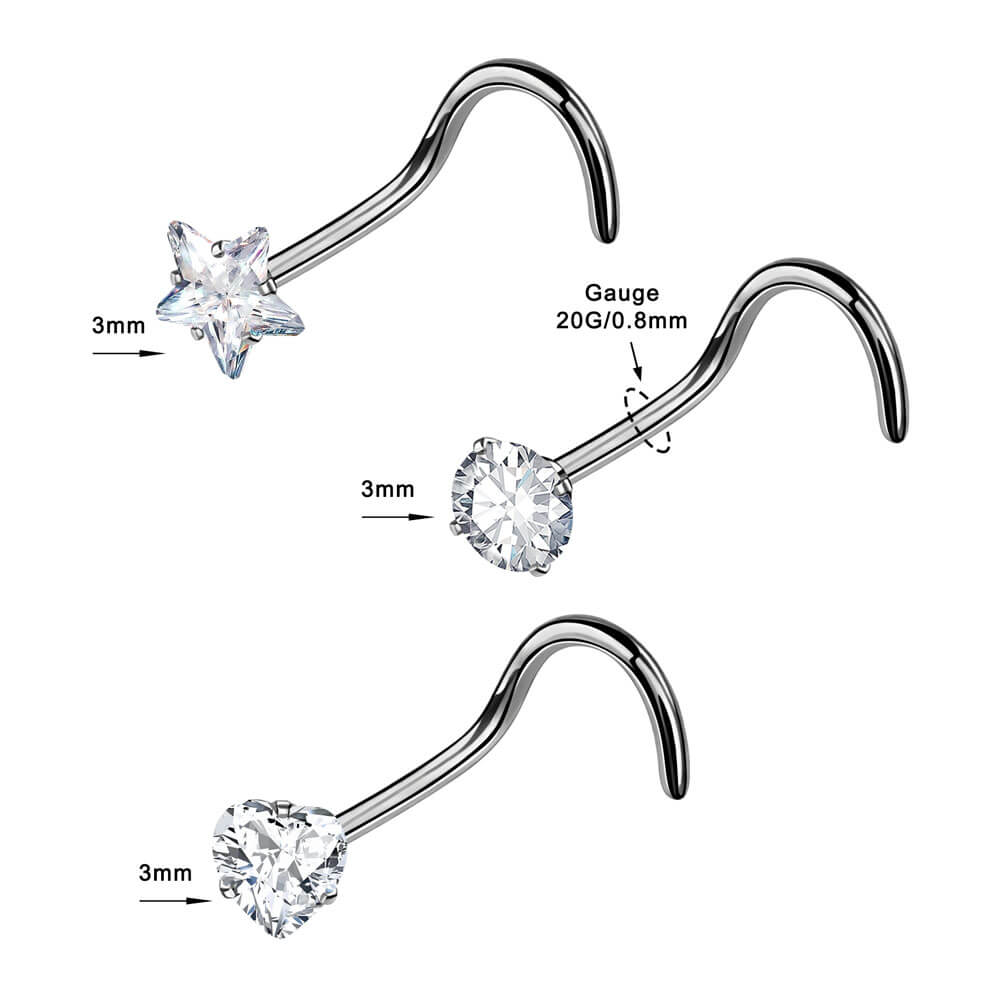 CZ Screw Nose Stud Set - Image 3
