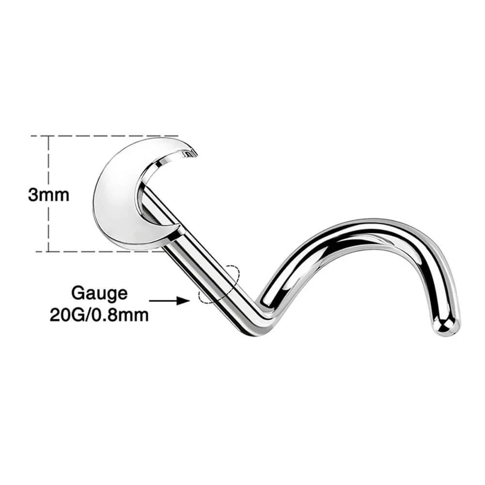 Titanium Moon Nostril Corkscrew Stud - Image 3