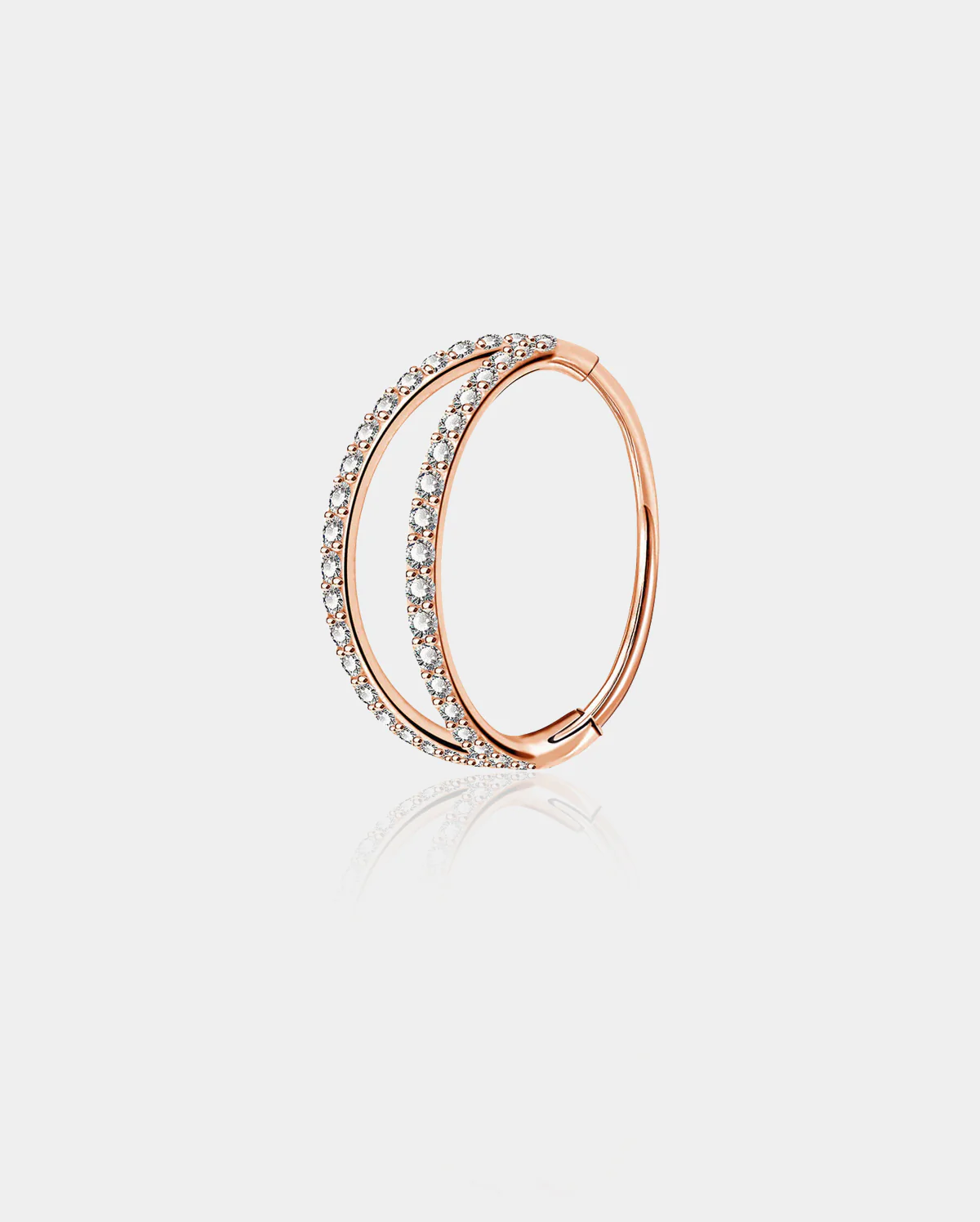 20G CZ Double Hoop Segment Nose Ring - Image 3