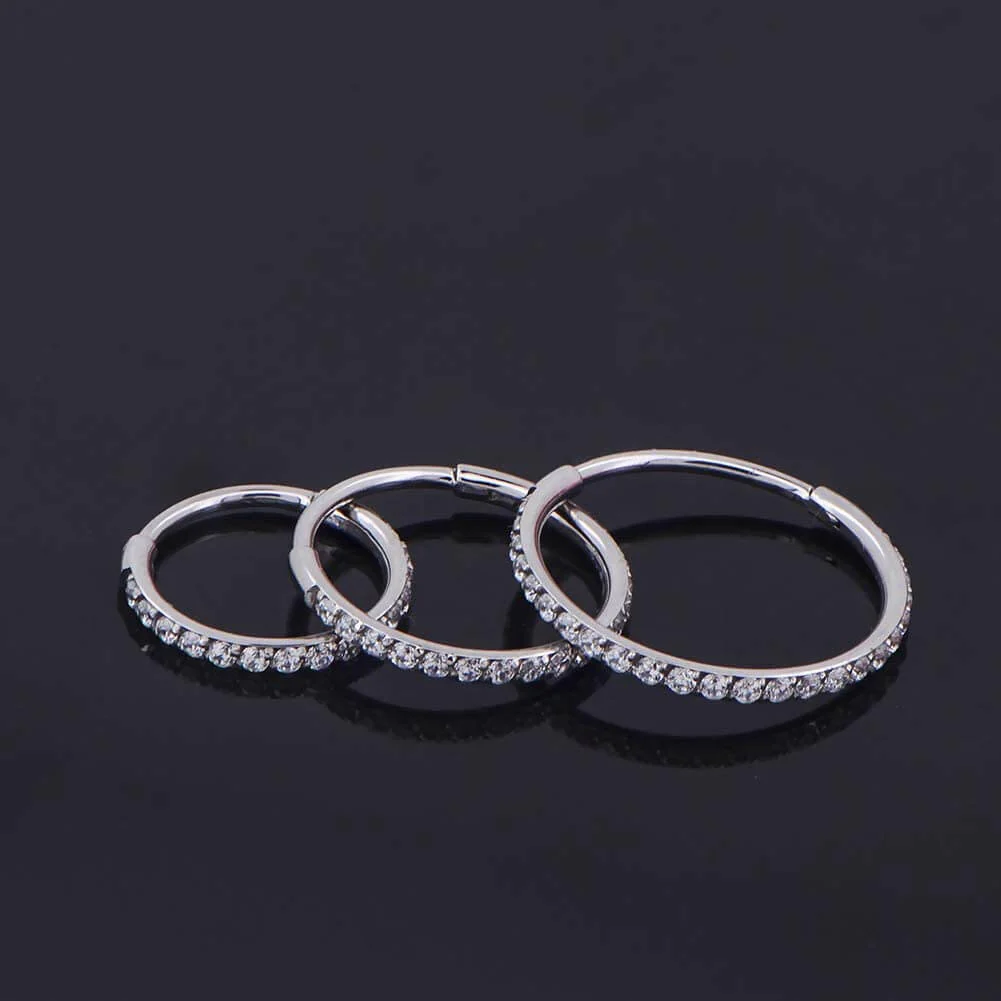 20G CZ Hinged Segment Nose Ring - Image 7