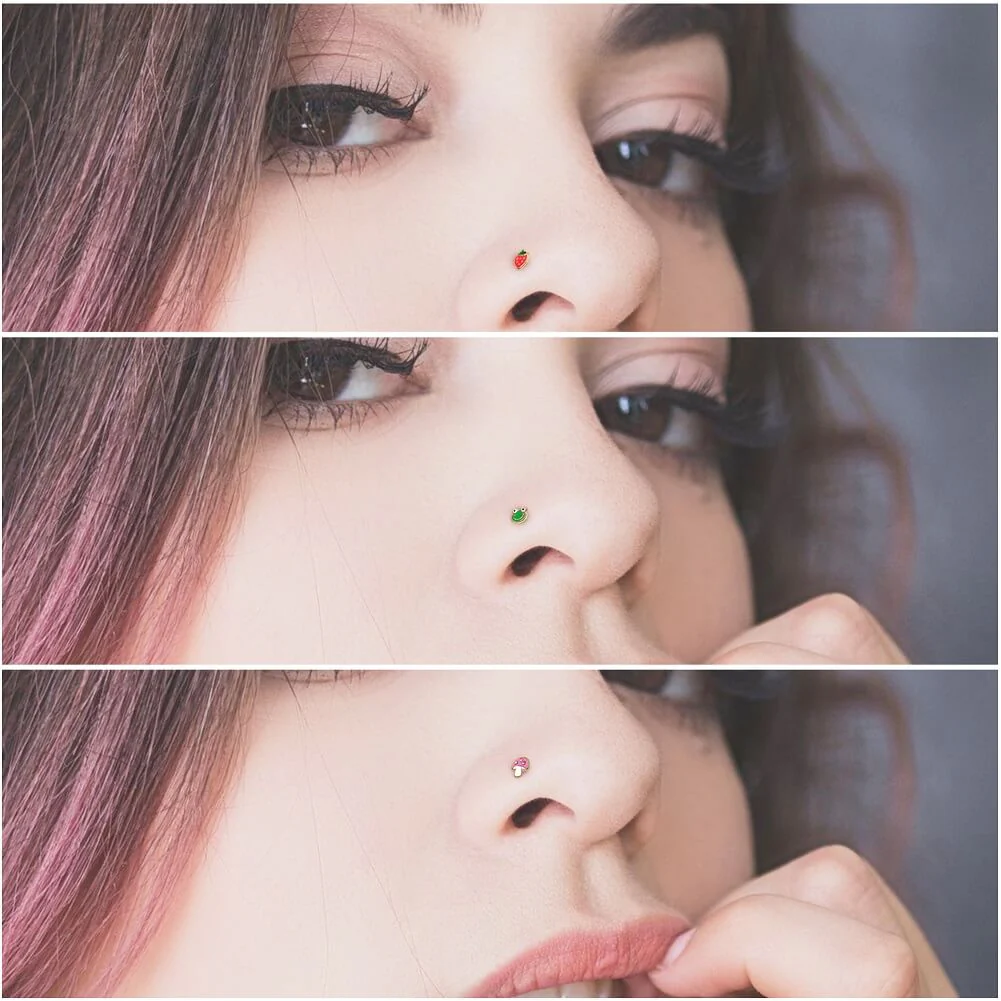 Strawberry/Frog/Mushroom Nose Stud Set - Image 3