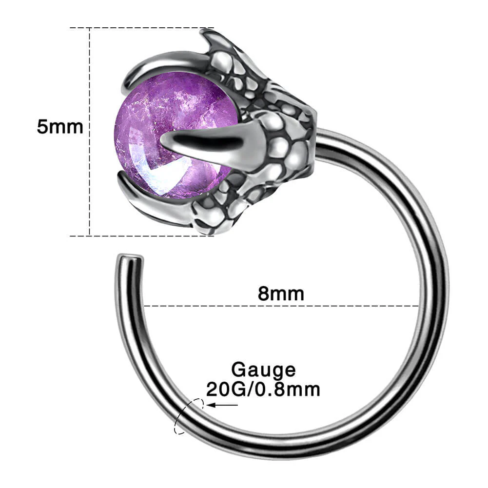 Amethyst Dragon Claw Nose Hoop - Image 3