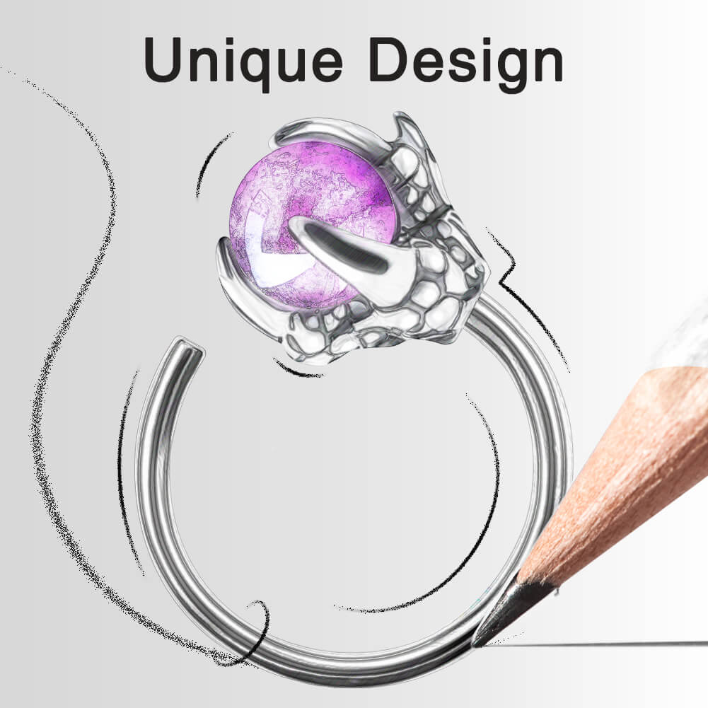 Amethyst Dragon Claw Nose Hoop - Image 4