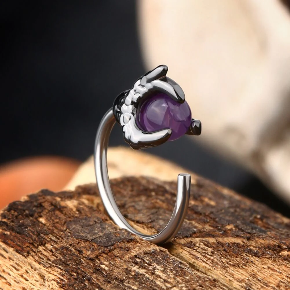 Amethyst Dragon Claw Nose Hoop - Image 6