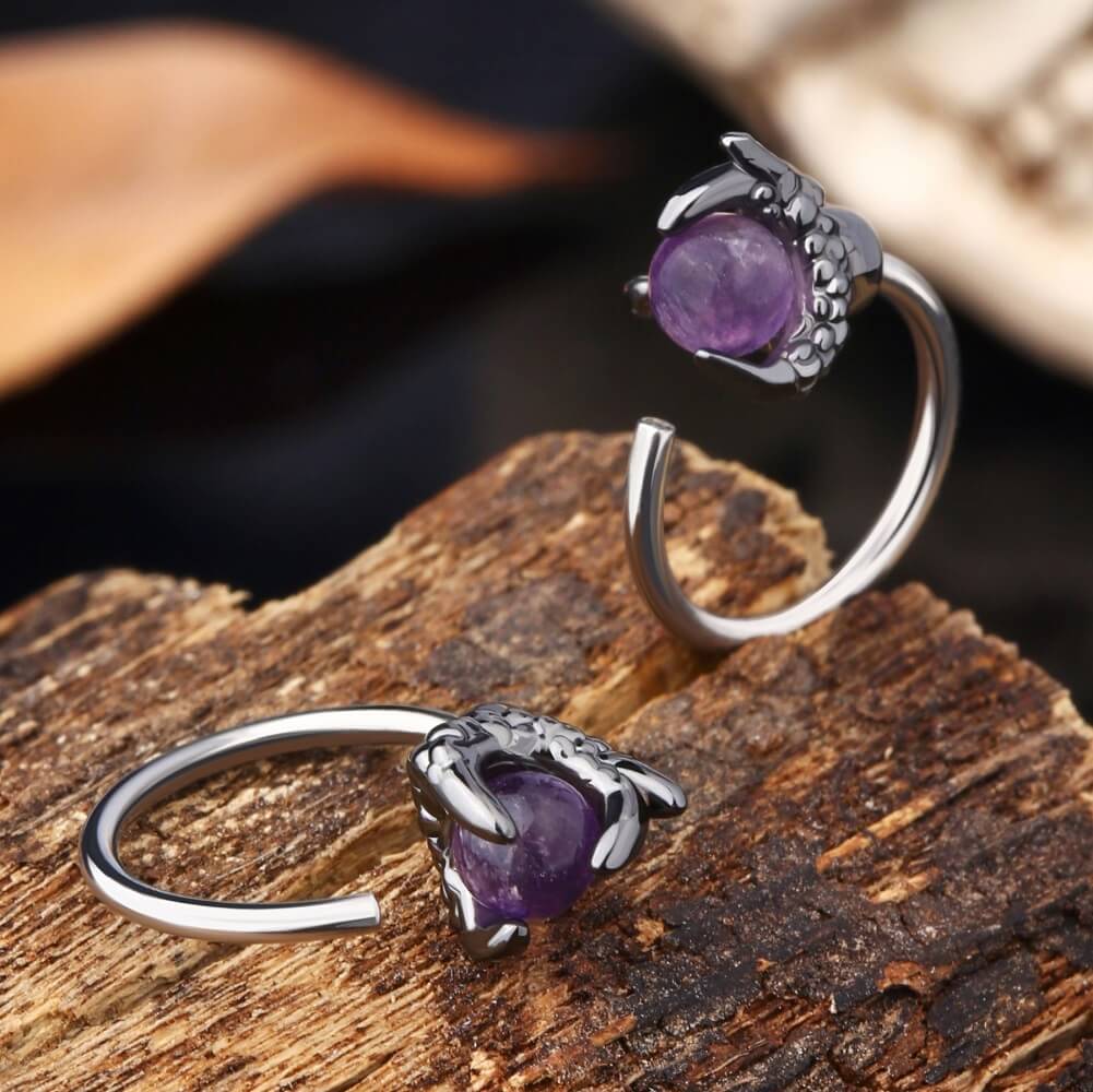Amethyst Dragon Claw Nose Hoop - Image 7