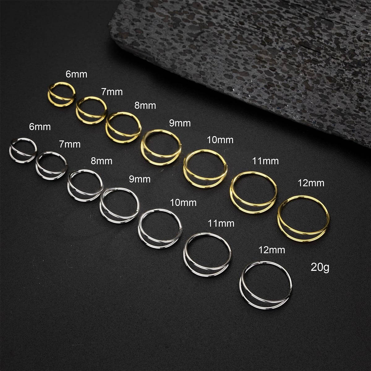20G Double Hoop Hinged Segment Nose Ring - Image 5