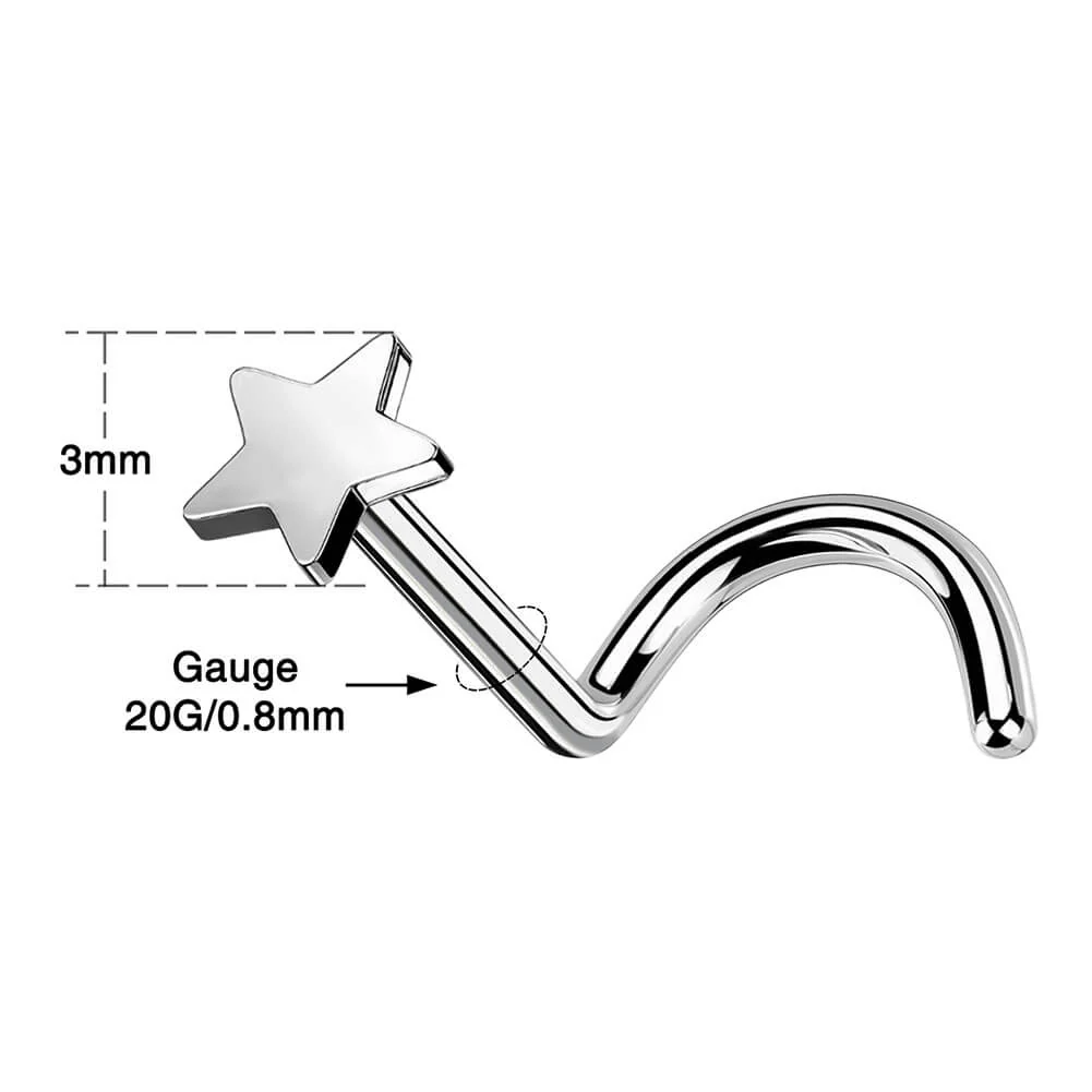 Titanium Star Screw Nostril Stud - Image 3
